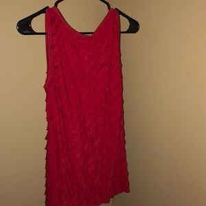 Red ruffle tank